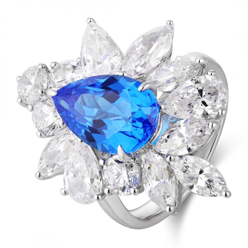 Ruif Jewelry Classic Design S925 Silver 4.3ct Lab Grown Cobalt Spinel Ring Wedding Bands Ruif Jewelry Classic Design S925 Silver 4.3ct Lab Grown Cobalt Spinel Ring Wedding Bands
