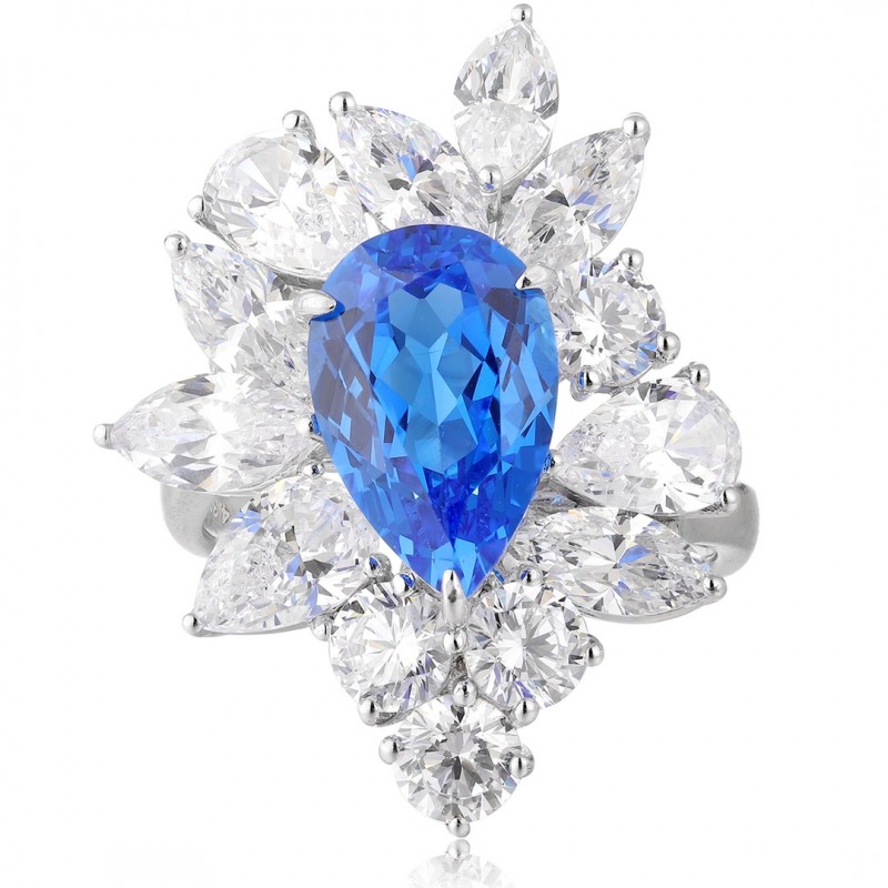 Ruif Jewelry Classic Design S925 Silver 4.3ct Lab Grown Cobalt Spinel Ring Wedding Bands Ruif Jewelry Classic Design S925 Silver 4.3ct Lab Grown Cobalt Spinel Ring Wedding Bands