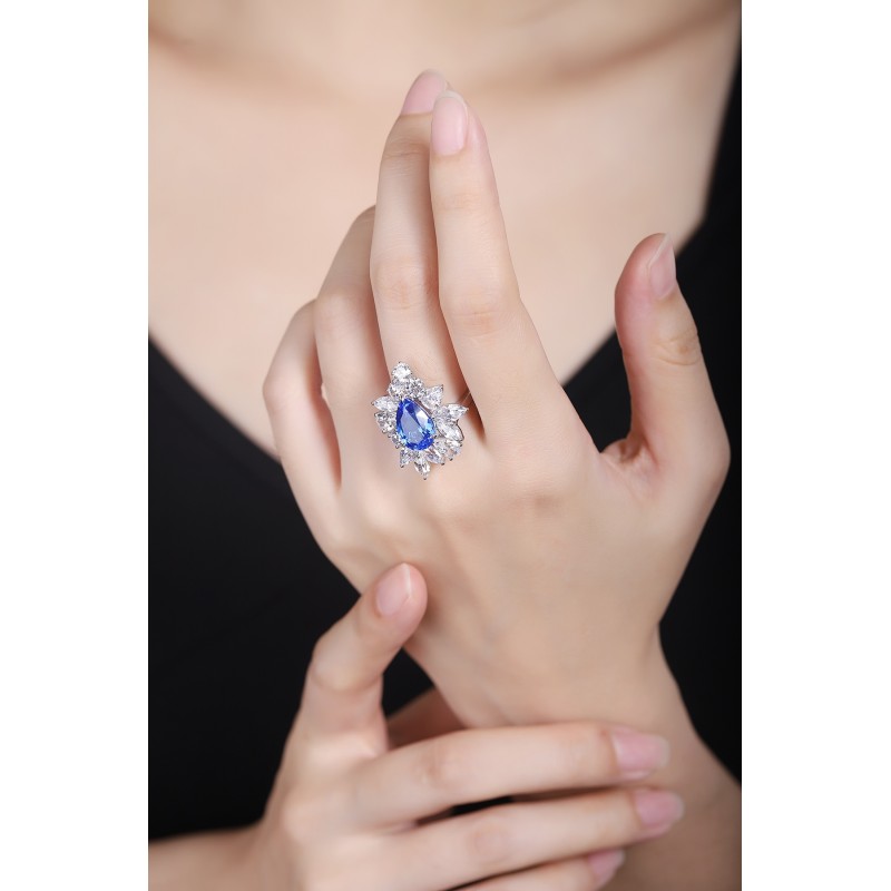 Ruif Jewelry Classic Design S925 Silver 4.3ct Lab Grown Cobalt Spinel Ring Wedding Bands Ruif Jewelry Classic Design S925 Silver 4.3ct Lab Grown Cobalt Spinel Ring Wedding Bands