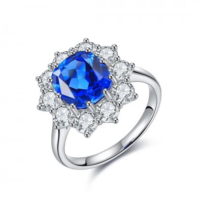 Ruif Jewelry Classic Design S925 Silver 3.21ct Lab Grown Cobalt Spinel Ring Wedding Bands