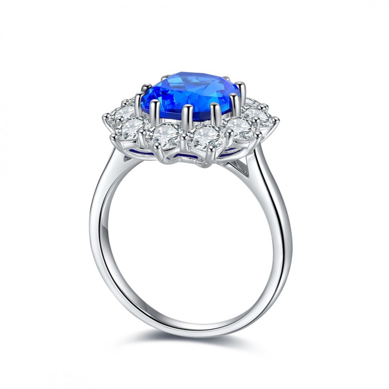 Ruif Jewelry Classic Design S925 Silver 3.21ct Lab Grown Cobalt Spinel Ring Wedding Bands