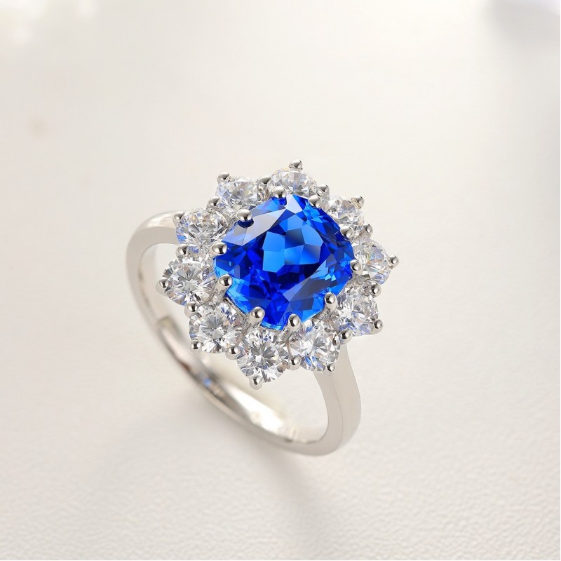 Ruif Jewelry Classic Design S925 Silver 3.21ct Lab Grown Cobalt Spinel Ring Wedding Bands