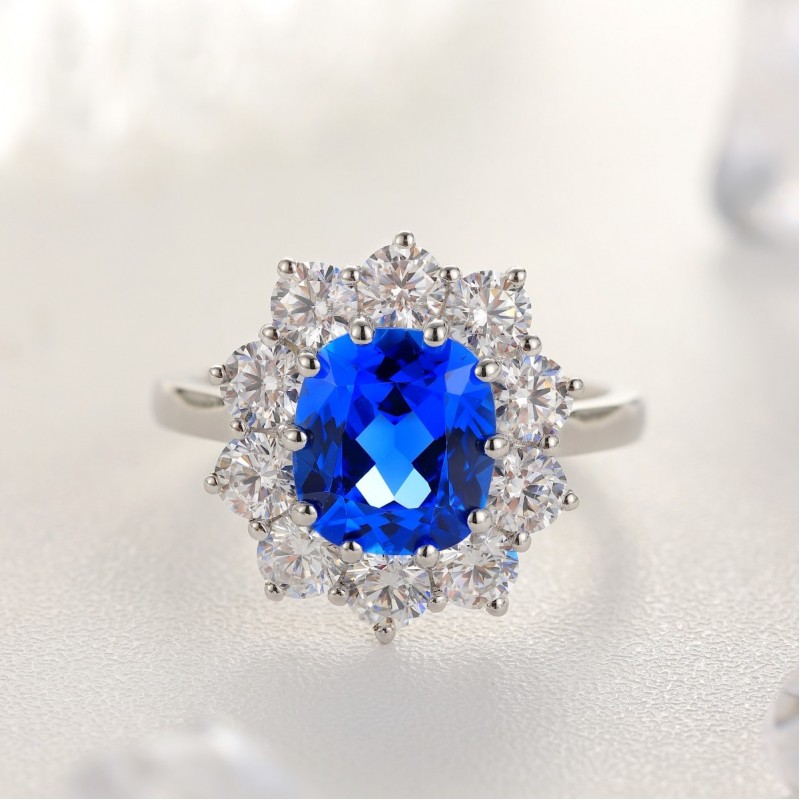 Ruif Jewelry Classic Design S925 Silver 3.21ct Lab Grown Cobalt Spinel Ring Wedding Bands