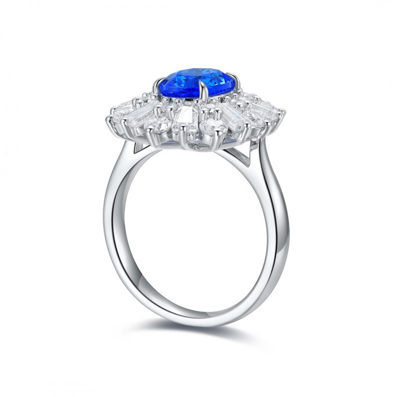 Ruif Jewelry Classic Design S925 Silver 2.42ct Lab Grown Cobalt Spinel Ring Wedding Bands