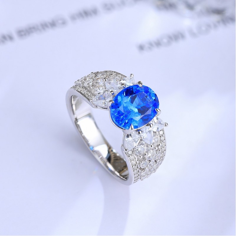 Ruif Jewelry Classic Design S925 Silver 2.42ct Lab Grown Cobalt Spinel Ring Wedding Bands Party Gift