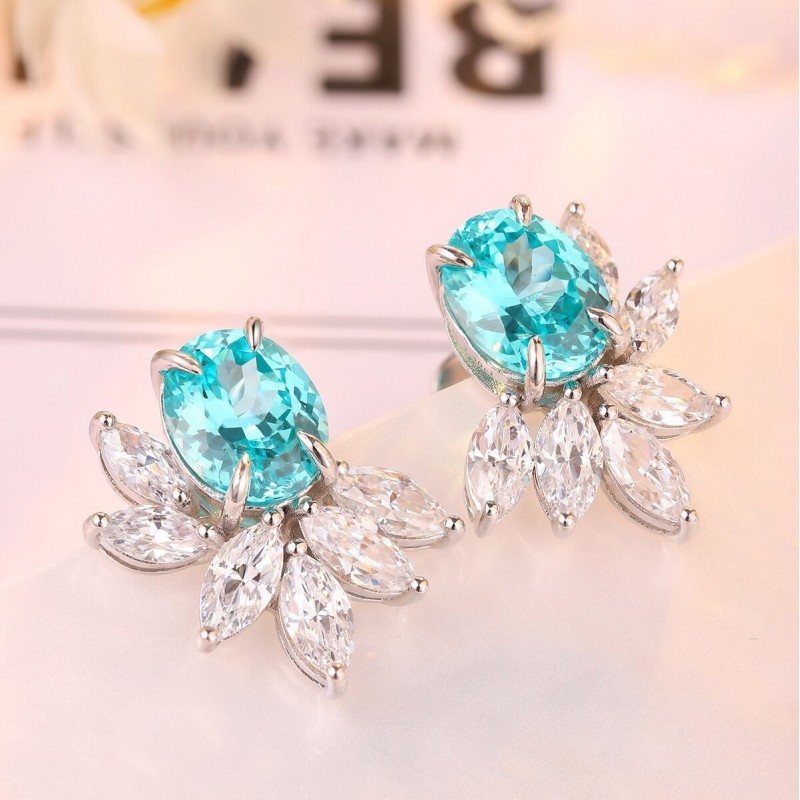 Ruif Jewelry Classic Design S925 Silver 8.88ct Lab Grown Paraiba Sapphire Earrings Gemstone Jewelry Ruif Jewelry Classic Design S925 Silver 8.88ct Lab Grown Paraiba Sapphire Earrings Gemstone Jewelry