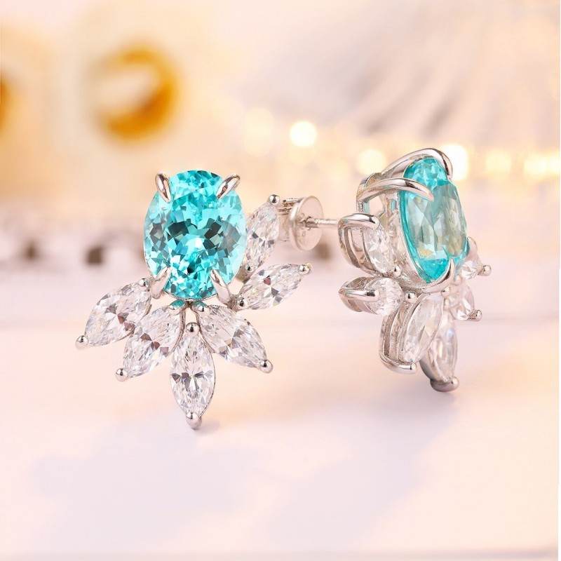 Ruif Jewelry Classic Design S925 Silver 8.88ct Lab Grown Paraiba Sapphire Earrings Gemstone Jewelry Ruif Jewelry Classic Design S925 Silver 8.88ct Lab Grown Paraiba Sapphire Earrings Gemstone Jewelry