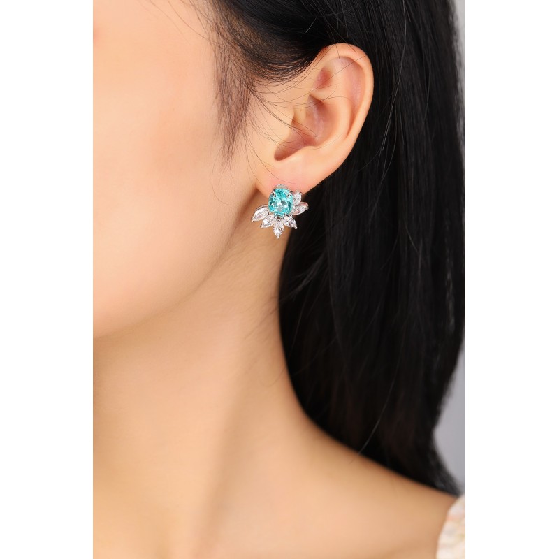 Ruif Jewelry Classic Design S925 Silver 8.88ct Lab Grown Paraiba Sapphire Earrings Gemstone Jewelry
