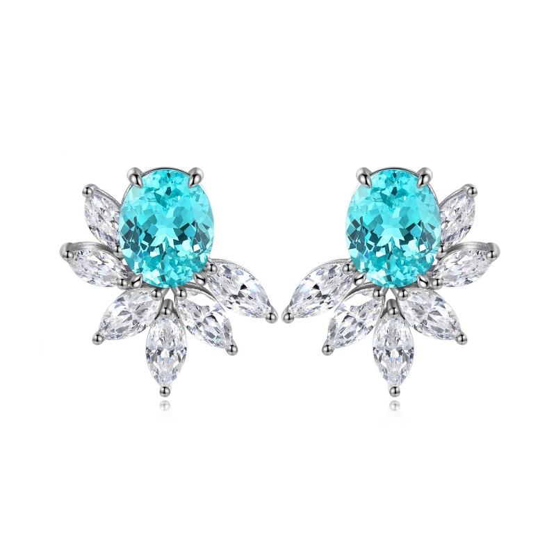 Ruif Jewelry Classic Design S925 Silver 8.88ct Lab Grown Paraiba Sapphire Earrings Gemstone Jewelry Ruif Jewelry Classic Design S925 Silver 8.88ct Lab Grown Paraiba Sapphire Earrings Gemstone Jewelry