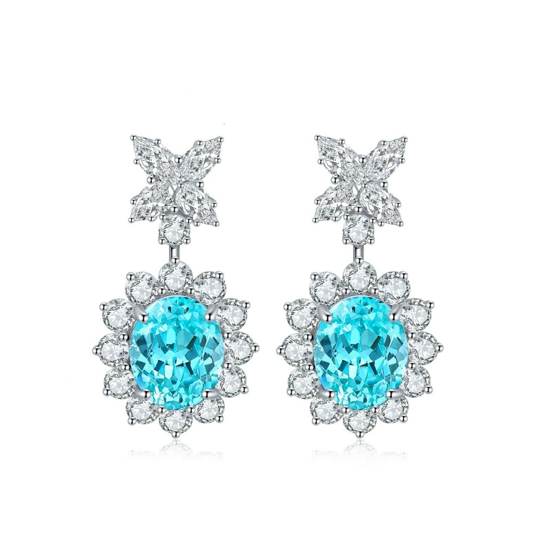 Ruif Jewelry Classic Design S925 Silver 11.66ct Lab Grown Paraiba Sapphire Earrings Gemstone Jewelry