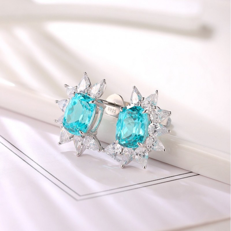 Ruif Jewelry Classic Design S925 Silver 7.102ct Lab Grown Paraiba Sapphire Earrings Gemstone Jewelry Ruif Jewelry Classic Design S925 Silver 7.102ct Lab Grown Paraiba Sapphire Earrings Gemstone Jewelry