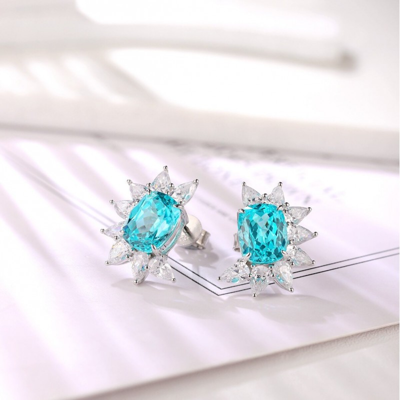 Ruif Jewelry Classic Design S925 Silver 7.102ct Lab Grown Paraiba Sapphire Earrings Gemstone Jewelry Ruif Jewelry Classic Design S925 Silver 7.102ct Lab Grown Paraiba Sapphire Earrings Gemstone Jewelry