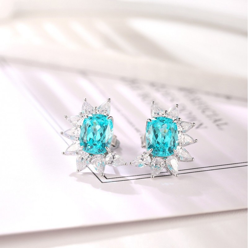 Ruif Jewelry Classic Design S925 Silver 7.102ct Lab Grown Paraiba Sapphire Earrings Gemstone Jewelry Ruif Jewelry Classic Design S925 Silver 7.102ct Lab Grown Paraiba Sapphire Earrings Gemstone Jewelry