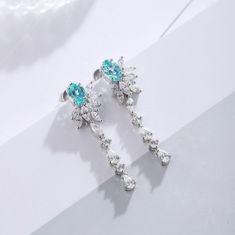 Ruif Jewelry Classic Design S925 Silver Lab Grown Paraiba Sapphire Earrings Gemstone Jewelry Ruif Jewelry Classic Design S925 Silver Lab Grown Paraiba Sapphire Earrings Gemstone Jewelry