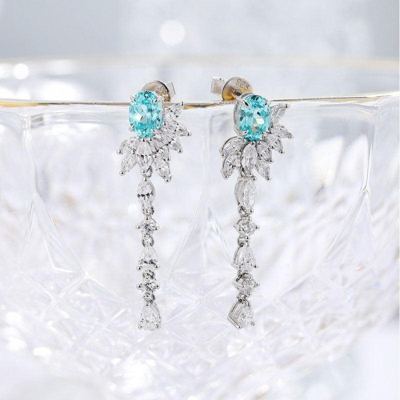 Ruif Jewelry Classic Design S925 Silver Lab Grown Paraiba Sapphire Earrings Gemstone Jewelry Ruif Jewelry Classic Design S925 Silver Lab Grown Paraiba Sapphire Earrings Gemstone Jewelry