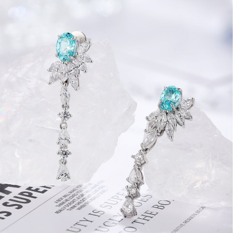 Ruif Jewelry Classic Design S925 Silver Lab Grown Paraiba Sapphire Earrings Gemstone Jewelry Ruif Jewelry Classic Design S925 Silver Lab Grown Paraiba Sapphire Earrings Gemstone Jewelry