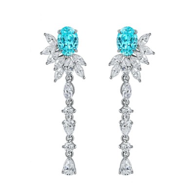Ruif Jewelry Classic Design S925 Silver Lab Grown Paraiba Sapphire Earrings Gemstone Jewelry