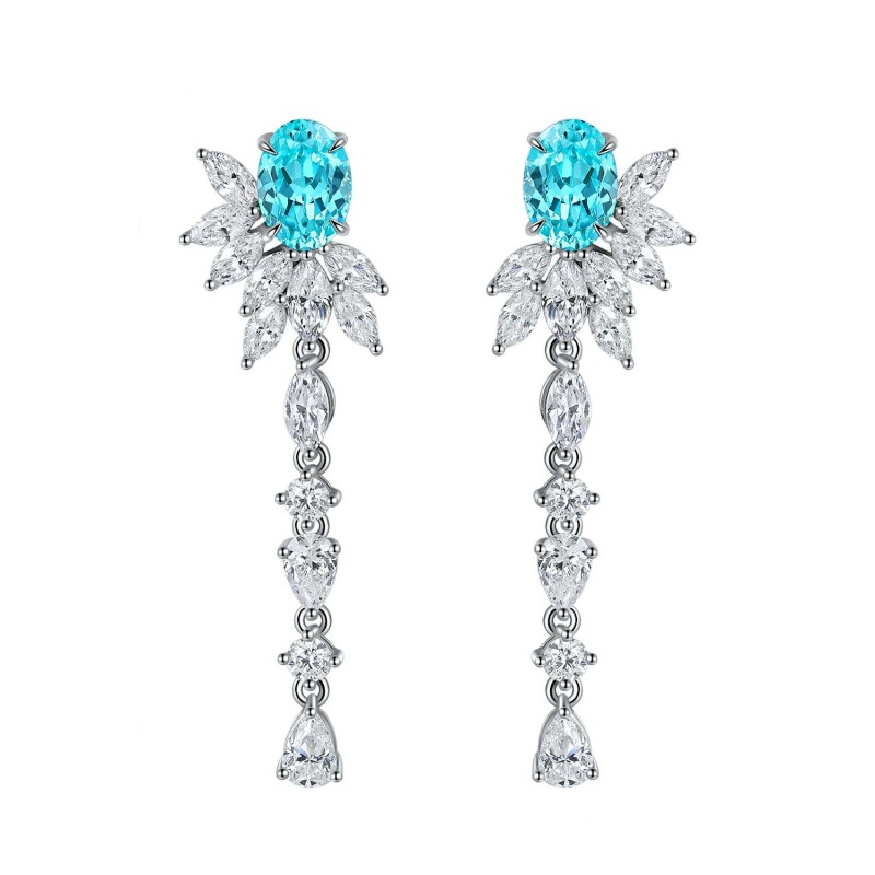 Ruif Jewelry Classic Design S925 Silver Lab Grown Paraiba Sapphire Earrings Gemstone Jewelry Ruif Jewelry Classic Design S925 Silver Lab Grown Paraiba Sapphire Earrings Gemstone Jewelry