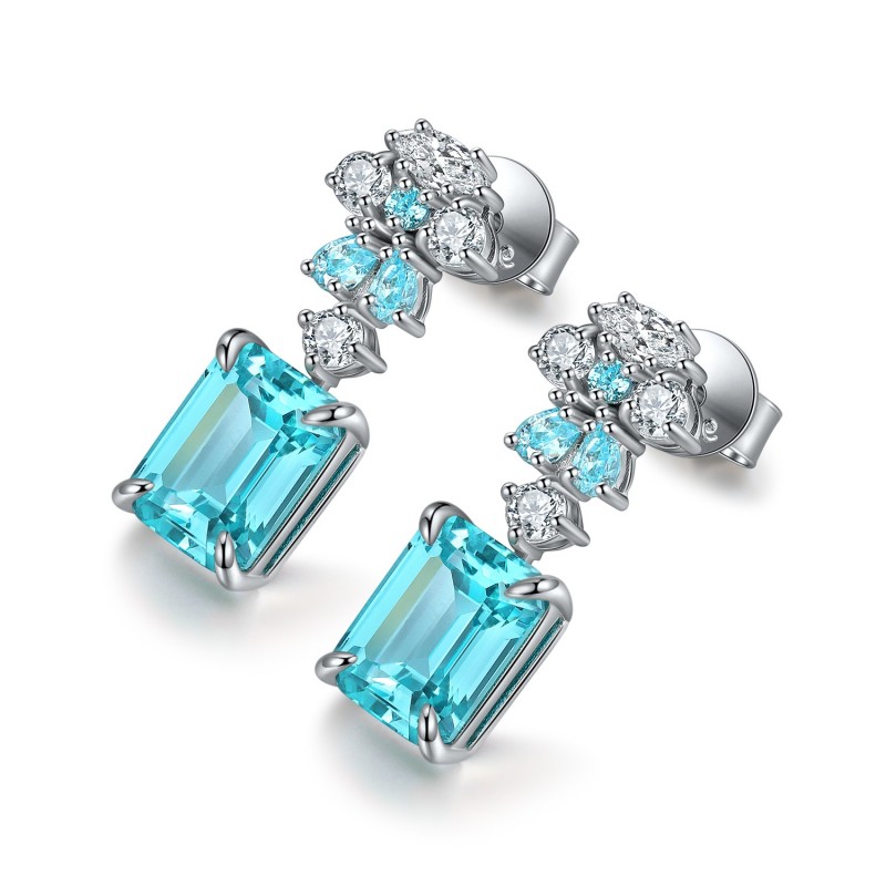 Ruif Jewelry Classic Design S925 Silver 2.58ct Lab Grown Paraiba Sapphire Earrings Gemstone Jewelry
