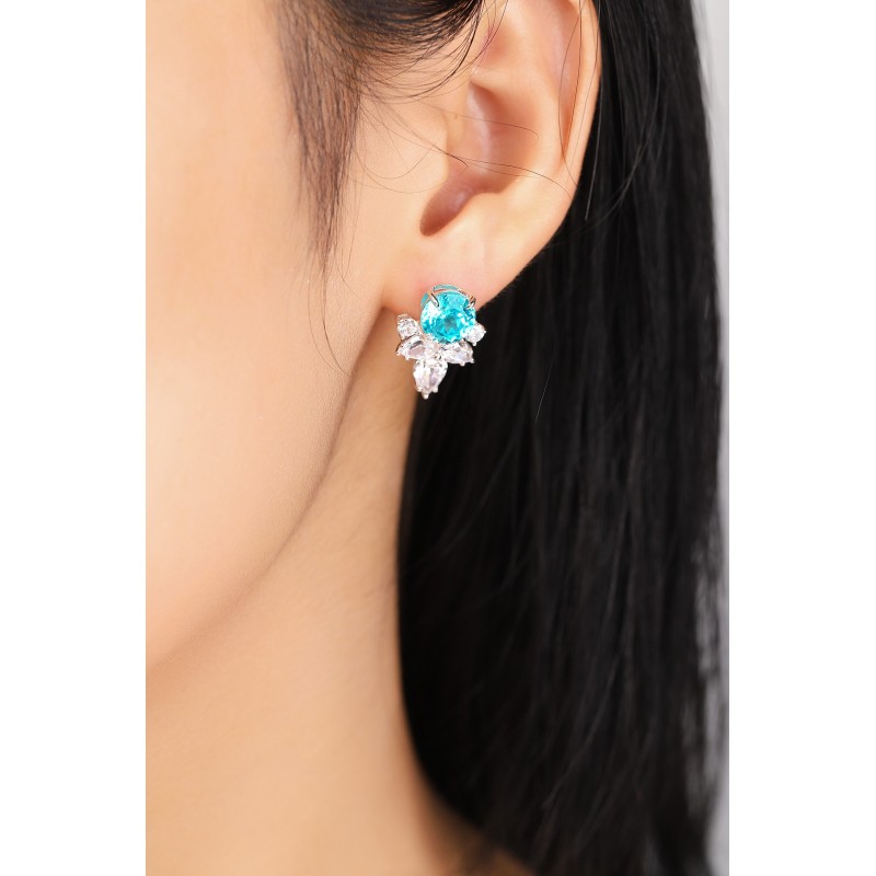 Ruif Jewelry Classic Design S925 Silver Lab Grown Paraiba Sapphire 6.6ct Earrings Gemstone Jewelry Ruif Jewelry Classic Design S925 Silver Lab Grown Paraiba Sapphire 6.6ct Earrings Gemstone Jewelry
