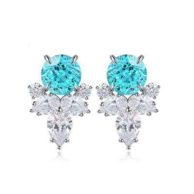 Ruif Jewelry Classic Design S925 Silver Lab Grown Paraiba Sapphire 6.6ct Earrings Gemstone Jewelry