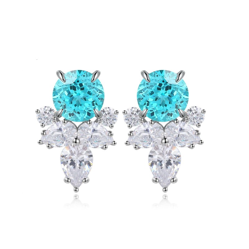 Ruif Jewelry Classic Design S925 Silver Lab Grown Paraiba Sapphire 6.6ct Earrings Gemstone Jewelry Ruif Jewelry Classic Design S925 Silver Lab Grown Paraiba Sapphire 6.6ct Earrings Gemstone Jewelry