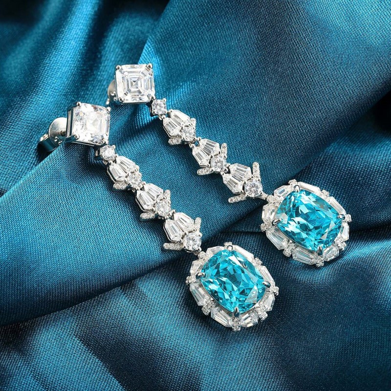 Ruif Jewelry Classic Design S925 Silverb10.85ct Lab Grown Paraiba Sapphire Earrings Gemstone Jewelry Ruif Jewelry Classic Design S925 Silverb10.85ct Lab Grown Paraiba Sapphire Earrings Gemstone Jewelry