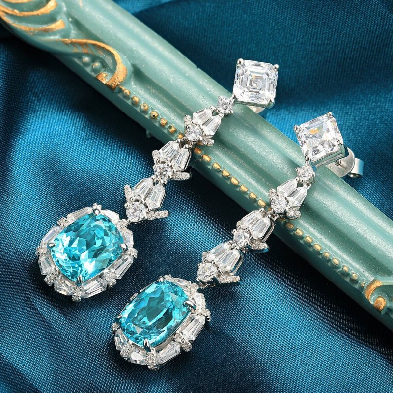 Ruif Jewelry Classic Design S925 Silverb10.85ct Lab Grown Paraiba Sapphire Earrings Gemstone Jewelry Ruif Jewelry Classic Design S925 Silverb10.85ct Lab Grown Paraiba Sapphire Earrings Gemstone Jewelry