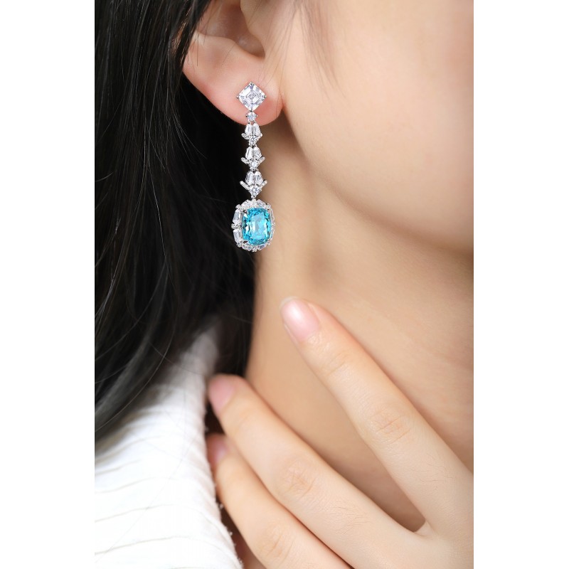 Ruif Jewelry Classic Design S925 Silverb10.85ct Lab Grown Paraiba Sapphire Earrings Gemstone Jewelry Ruif Jewelry Classic Design S925 Silverb10.85ct Lab Grown Paraiba Sapphire Earrings Gemstone Jewelry