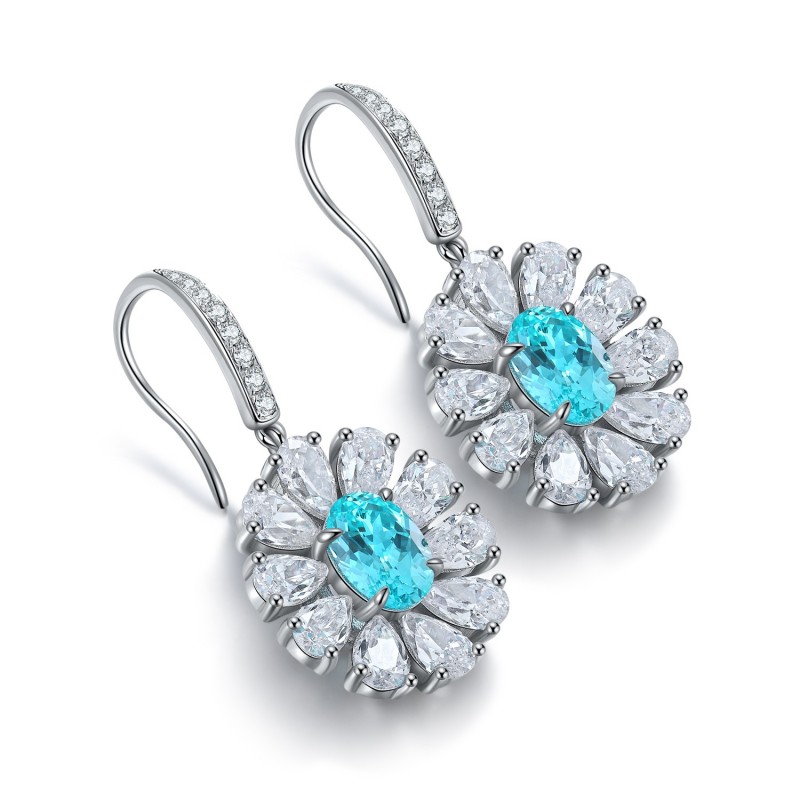 Ruif Jewelry Classic Design S925 Silver 2.694ct Lab Grown Paraiba Sapphire Earrings Gemstone Jewelry