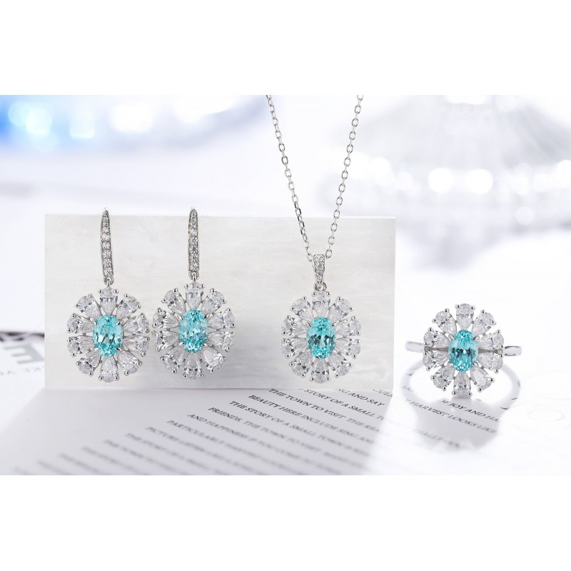 Ruif Jewelry Classic Design S925 Silver 2.694ct Lab Grown Paraiba Sapphire Earrings Gemstone Jewelry