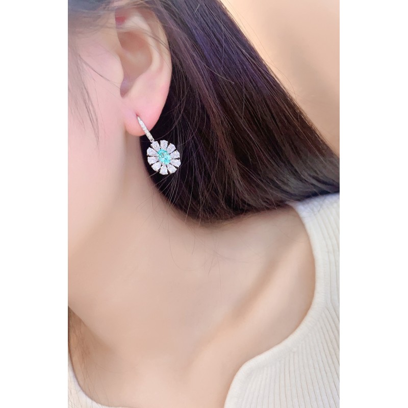 Ruif Jewelry Classic Design S925 Silver 2.694ct Lab Grown Paraiba Sapphire Earrings Gemstone Jewelry