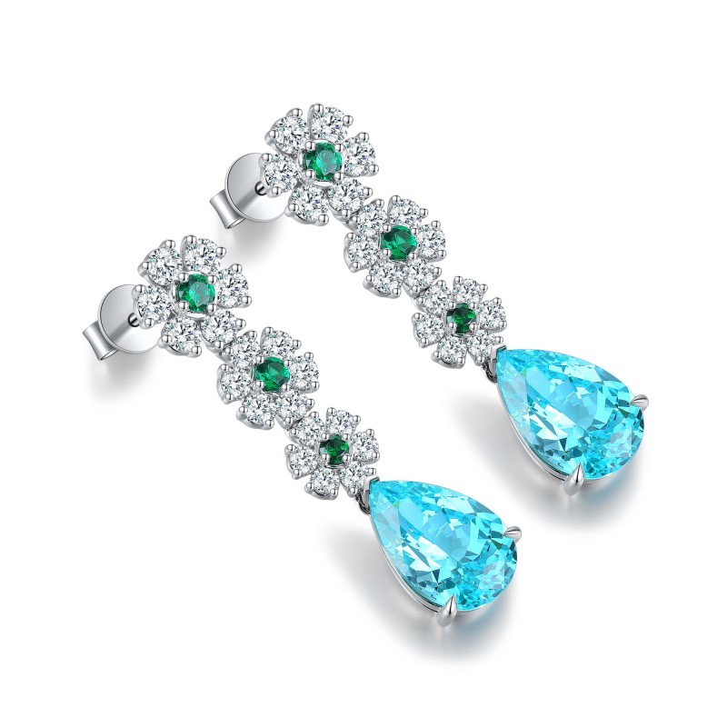 Ruif Jewelry Classic Design S925 Silver 9.41ct Lab Grown Paraiba Sapphire Earrings Gemstone Jewelry Ruif Jewelry Classic Design S925 Silver 9.41ct Lab Grown Paraiba Sapphire Earrings Gemstone Jewelry