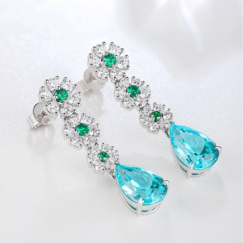 Ruif Jewelry Classic Design S925 Silver 9.41ct Lab Grown Paraiba Sapphire Earrings Gemstone Jewelry Ruif Jewelry Classic Design S925 Silver 9.41ct Lab Grown Paraiba Sapphire Earrings Gemstone Jewelry