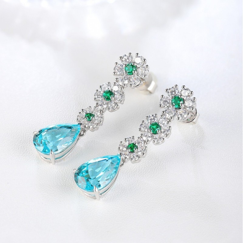 Ruif Jewelry Classic Design S925 Silver 9.41ct Lab Grown Paraiba Sapphire Earrings Gemstone Jewelry Ruif Jewelry Classic Design S925 Silver 9.41ct Lab Grown Paraiba Sapphire Earrings Gemstone Jewelry