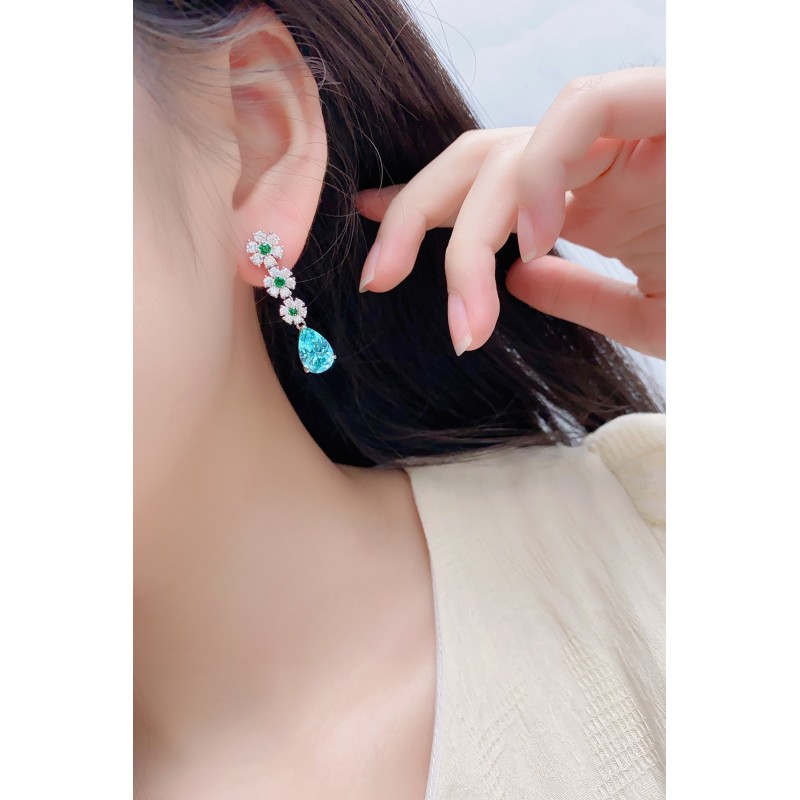 Ruif Jewelry Classic Design S925 Silver 9.41ct Lab Grown Paraiba Sapphire Earrings Gemstone Jewelry Ruif Jewelry Classic Design S925 Silver 9.41ct Lab Grown Paraiba Sapphire Earrings Gemstone Jewelry