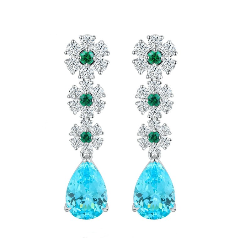 Ruif Jewelry Classic Design S925 Silver 9.41ct Lab Grown Paraiba Sapphire Earrings Gemstone Jewelry Ruif Jewelry Classic Design S925 Silver 9.41ct Lab Grown Paraiba Sapphire Earrings Gemstone Jewelry
