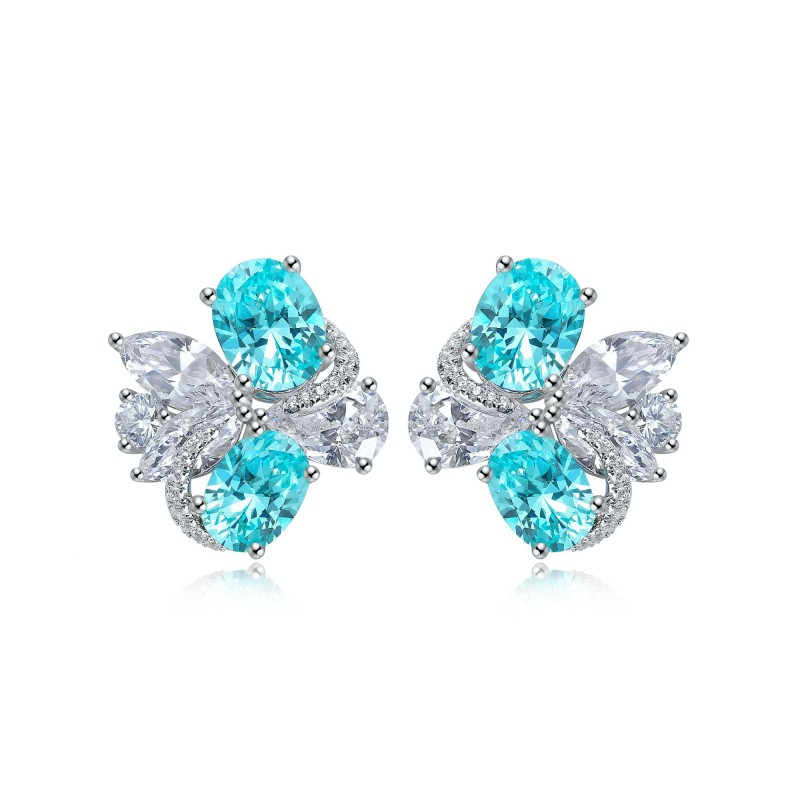 Ruif Jewlery Classic Design S925 Silver 6.5ct Lab Grown Paraiba Sapphire Earrings Gemstone Jewelry Ruif Jewlery Classic Design S925 Silver 6.5ct Lab Grown Paraiba Sapphire Earrings Gemstone Jewelry