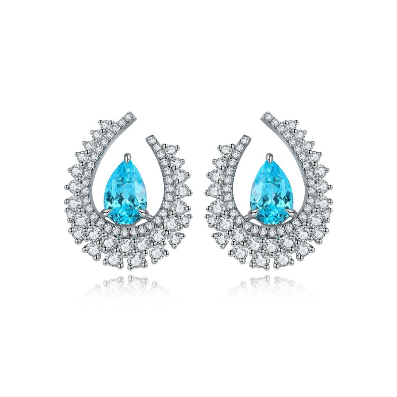 Ruif Jewelry Classic Design S925 Silver 3.88ct Lab Grown Paraiba Sapphire Earrings Gemstone Jewelry