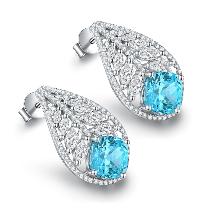 Ruif Jewelry Classic Design S925 Silver 7.77ct Lab Grown Paraiba Sapphire Earrings Gemstone Jewelry Ruif Jewelry Classic Design S925 Silver 7.77ct Lab Grown Paraiba Sapphire Earrings Gemstone Jewelry