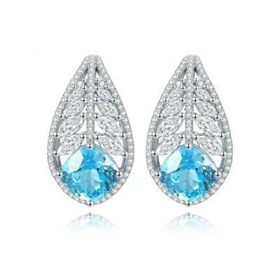 Ruif Jewelry Classic Design S925 Silver 7.77ct Lab Grown Paraiba Sapphire Earrings Gemstone Jewelry