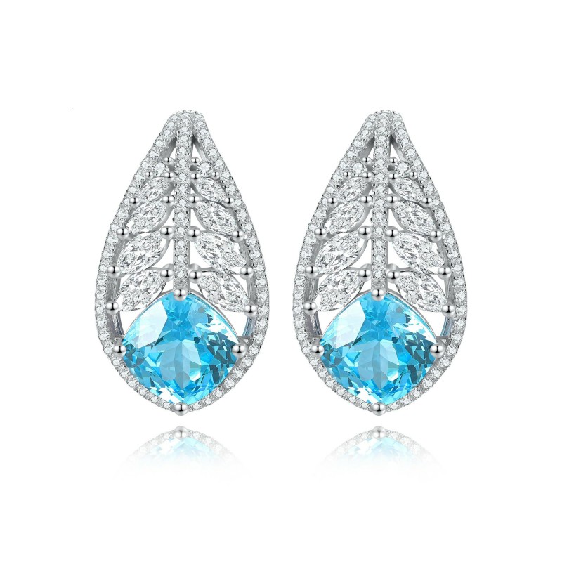 Ruif Jewelry Classic Design S925 Silver 7.77ct Lab Grown Paraiba Sapphire Earrings Gemstone Jewelry Ruif Jewelry Classic Design S925 Silver 7.77ct Lab Grown Paraiba Sapphire Earrings Gemstone Jewelry
