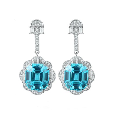 Ruif Jewelry Classic Design S925 Silver 11.46ct Lab Grown Paraiba Sapphire Earrings Gemstone Jewelry