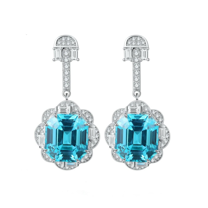 Ruif Jewelry Classic Design S925 Silver 11.46ct Lab Grown Paraiba Sapphire Earrings Gemstone Jewelry Ruif Jewelry Classic Design S925 Silver 11.46ct Lab Grown Paraiba Sapphire Earrings Gemstone Jewelry