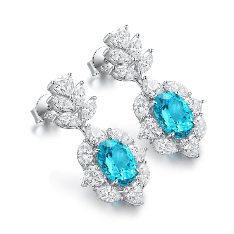 Ruif Jewelry Classic Design S925 Silver 6.47ct Lab Grown Paraiba Sapphire Earrings Gemstone Jewelry Ruif Jewelry Classic Design S925 Silver 6.47ct Lab Grown Paraiba Sapphire Earrings Gemstone Jewelry