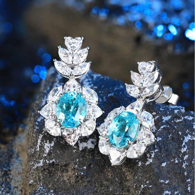 Ruif Jewelry Classic Design S925 Silver 6.47ct Lab Grown Paraiba Sapphire Earrings Gemstone Jewelry Ruif Jewelry Classic Design S925 Silver 6.47ct Lab Grown Paraiba Sapphire Earrings Gemstone Jewelry