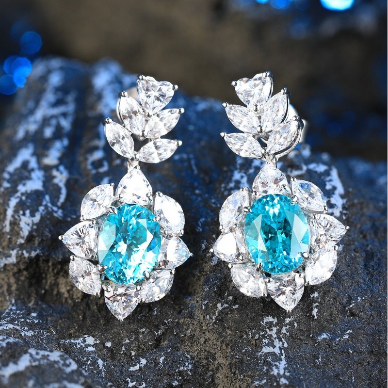 Ruif Jewelry Classic Design S925 Silver 6.47ct Lab Grown Paraiba Sapphire Earrings Gemstone Jewelry Ruif Jewelry Classic Design S925 Silver 6.47ct Lab Grown Paraiba Sapphire Earrings Gemstone Jewelry