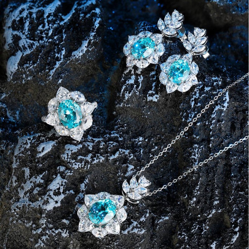 Ruif Jewelry Classic Design S925 Silver 6.47ct Lab Grown Paraiba Sapphire Earrings Gemstone Jewelry Ruif Jewelry Classic Design S925 Silver 6.47ct Lab Grown Paraiba Sapphire Earrings Gemstone Jewelry