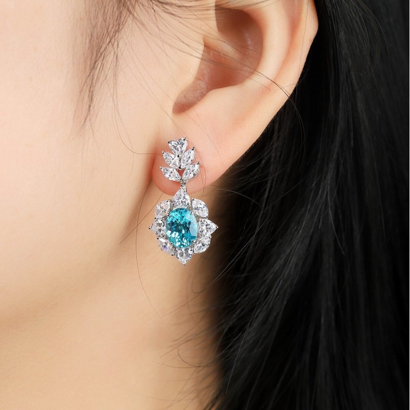 Ruif Jewelry Classic Design S925 Silver 6.47ct Lab Grown Paraiba Sapphire Earrings Gemstone Jewelry Ruif Jewelry Classic Design S925 Silver 6.47ct Lab Grown Paraiba Sapphire Earrings Gemstone Jewelry