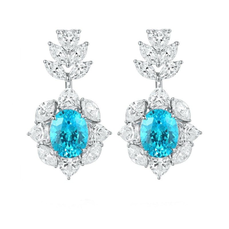 Ruif Jewelry Classic Design S925 Silver 6.47ct Lab Grown Paraiba Sapphire Earrings Gemstone Jewelry Ruif Jewelry Classic Design S925 Silver 6.47ct Lab Grown Paraiba Sapphire Earrings Gemstone Jewelry